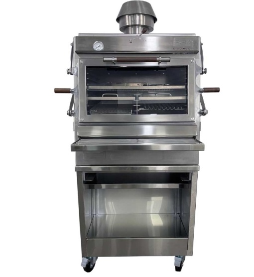 Cuptor pentru steak pe cărbuni cu suport, hotă și grill Pira 80 XXL Silver ED - Img 11