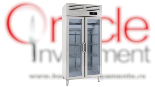 Dulap frigorific de inox cu 2 uși de sticlă, 745 litri