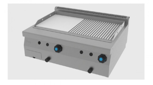 Fry top pe gaz de banc,cu suprafata neteda/striata, 800x600 mm