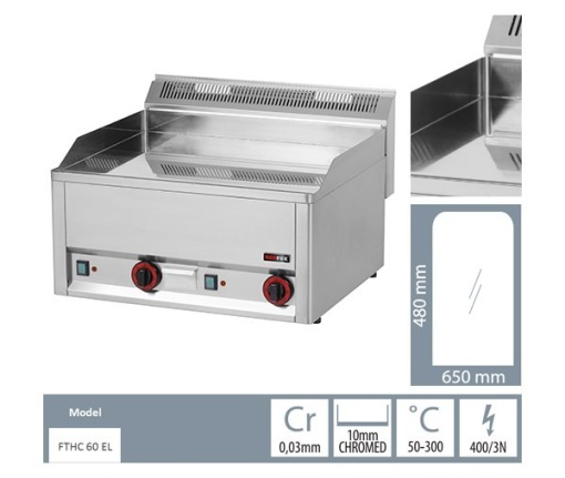 Gratar Fry-top gaz cromat neted 480×650 mm - Img 3