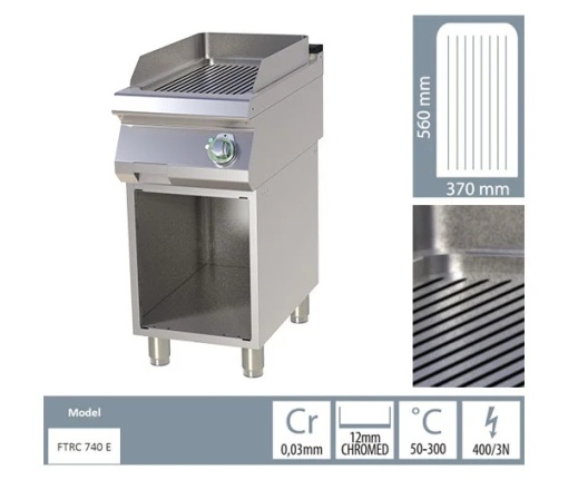 Grill simplu electric CROMAT cu placă striată, pe suport deschis - Img 3
