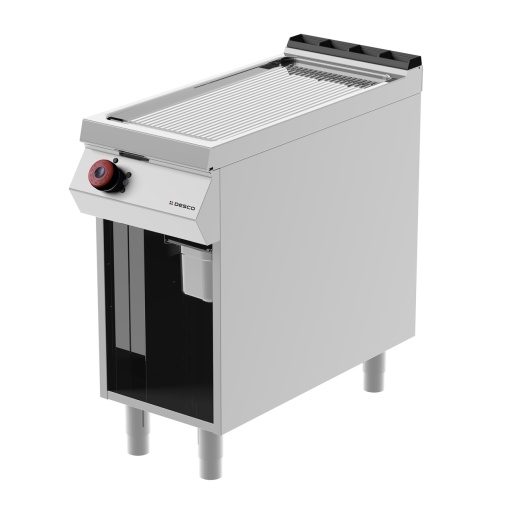 Grill simplu pe gaz cu placă striată cromată, dulap neutru deschis, Desco Italia - Img 3