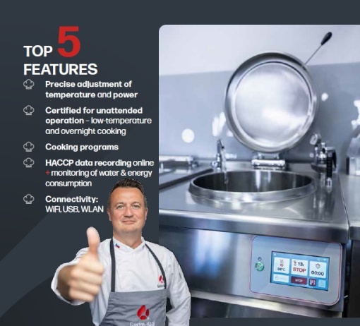 Marmită electrică rotundă T.KE-100-O, 100 litri, 12kW, touchscreen 7'', încălzire indirectă cu abur, TALENT Gastro-Haal - Img 4
