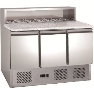 Masă frigorifică pentru pizza 402 Litri, cu blat de granit, 8x GN1/6 Hurakan - Img 2