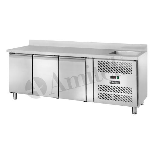Masă rece cu 3 uși și chiuvetă 2020x700x960 mm, Amitek - Img 2