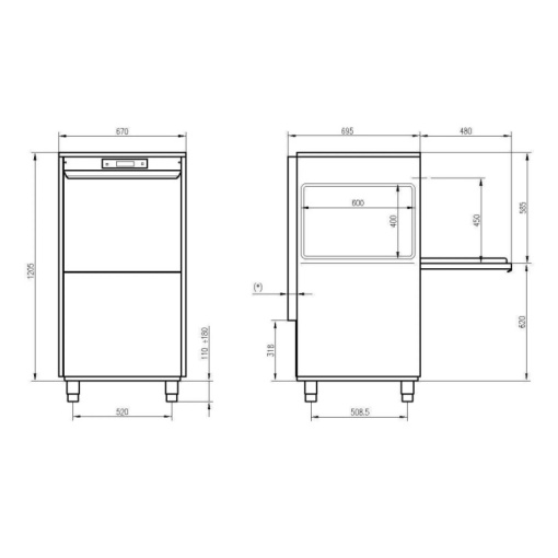 Mașină de spălat vase, tăvi, oale, coș 550x550 mm cu sistem PRS - Img 4