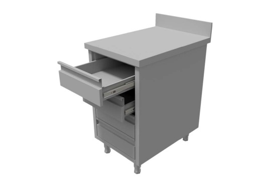 Modul neutru cu 4 sertare GN1/1 și rebord - Img 2