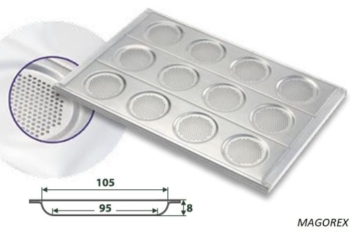 Tavă din aluminiu perforat pentru 12 chifle burger, 600x400 mm, Magorex - Img 2