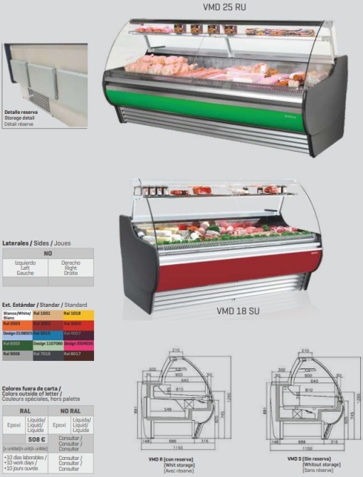 Vitrină frigorifică modulară de expunere inox 938x1290 mm, Infrico - Img 3