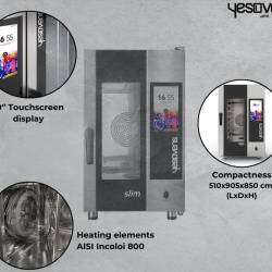 Cuptor electric convecție + abur EGO SLIM 6 GN 1/1, control touchscreen - Img 3