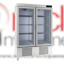 Dulap de congelare din inox și 2 uși de sticlă, 1110 litri