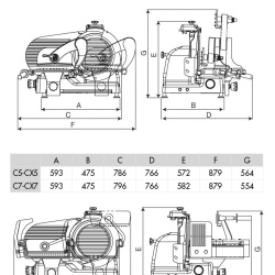 Feliator vertical cu tavă pentru carne, 370 mm Minerva Omega - Img 2