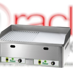 Fry top pe gaz cu suprafață cromată netedă/striată, 650x480 mm, Fimar