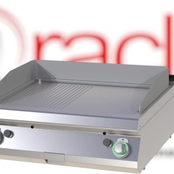 Grill dublu CROMAT pe gaz cu placă netedă/striată, de banc
