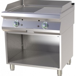 Grill dublu electric CROMATA cu placa neteda/striata, pe suport deschis