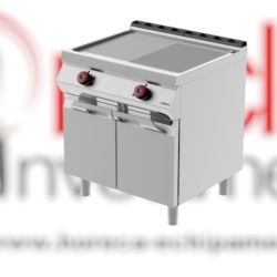 Grill dublu electric cu placă 1/2 striată 1/2 netedă cu suport închis, Desco Italia
