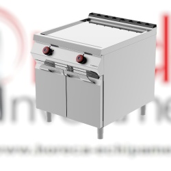 Grill dublu electric cu placă netedă cromată și dulap închis, Desco
