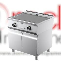 Grill dublu electric cu placă netedă cromată și suport neutru închis, Desco