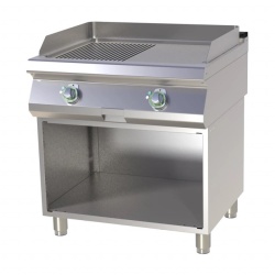 Grill dublu electric cu placa neteda/striata, pe suport deschis