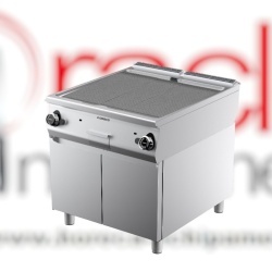 Grill dublu pe gaz cu placă striată cromată și dulap închis, Desco Italia