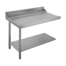 Masă de intrare/ieșire cu poliță și rebord pentru mașina de spălat vase, 1200 mm, inox - Img 2