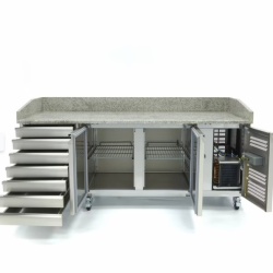 Masă frigorifică pentru pizza cu 2 uși și 7 sertare, inox 202 cm, Maxima - Img 6