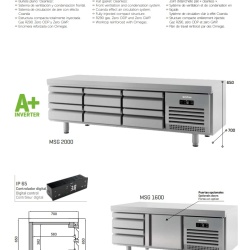 Masă rece, bază frigorifică pentru linia de gătit, 1400x700x650 mm Infrico - Img 5