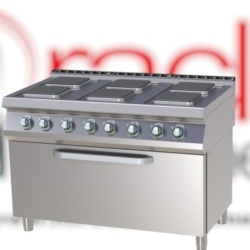 Mașină de gătit electrică cu 6 plite pătrate și cuptor electric GN 3/1