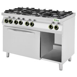 Mașină de gătit gaz cu 6 arzătoare fontă, cuptor electric și cadru deschis, Fimar - Img 2