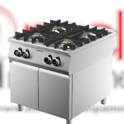 Mașină de gătit pe gaz cu 4 focuri, dulap neutru, aragaz profesional Desco Italia