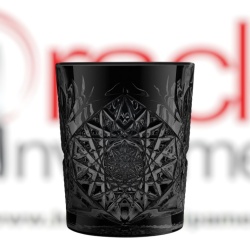 Set 12 pahare de sticlă negre, Whisky 355 ml, Hobstar Icon Black