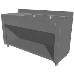 Spalator cu 2 cuve, picurator si suport tip dulap deschis