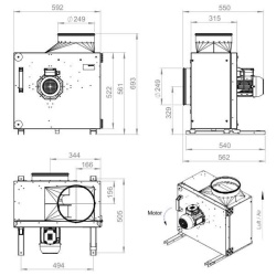 Ventilator de extracție hotă, 3350 mc/oră, Ruck MPS 280 D2 F4 30 - Img 5