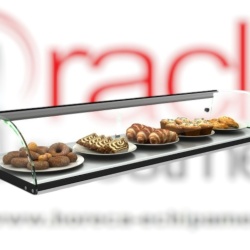 Vitrină neutră curbată iluminată LED, 1190x380x170 mm, Sayl