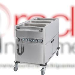 Cărucior Bain Marie 3x GN 1/1 cu dulap încălzit, Casselin