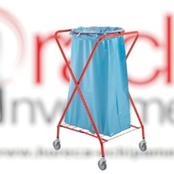 Coș de gunoi inox vopsit roșu în X cu sac atașabil, Forcar