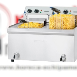 Friteuză electrică 2x 10 litri cu robinet pentru scurgerea uleiului, profesională