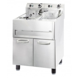 Friteuză electrică 2x13 L cu dulap neutru și robinet pentru scurgerea uleiului, profesională, fast-food, restaurant - Img 2