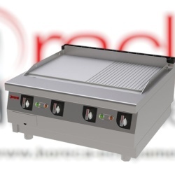Fry top electric cu suprafață netedă/striată 80x75 cm