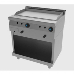 Fry top pe gaz , cu suport deschis si suprafata neteda, 800x600 mm