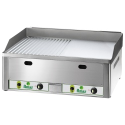 Fry top pe gaz cu suprafață cromată netedă/striată, 650x480 mm, Fimar - Img 2