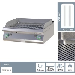 Grill dublu CROMAT pe gaz cu placă striată, de banc - Img 3