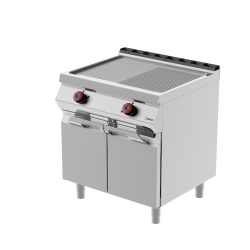 Grill dublu electric cu placă 1/2 striată 1/2 netedă cu suport închis, Desco Italia - Img 4