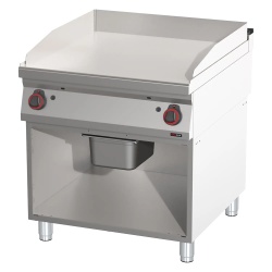 Grill dublu pe gaz cu placă netedă cromată, pe suport deschis - Img 2
