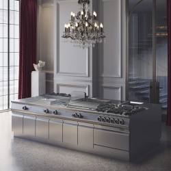 Grill electric cu placă netedă cromată, compartiment inferior neutru deschis Desco - Img 8
