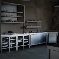 Masă caldă tip dulap cu uși glisante, 1800x700 mm - Img 4