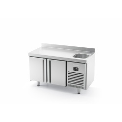 Masă frigorifică cu 2 uși și chiuvetă 1468x600x850 mm, 250 L, Infrico Spania - Img 5