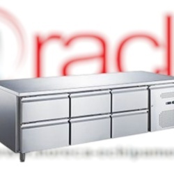 Masă frigorifică inox 417 Litri, cu 6 sertare, Hurakan