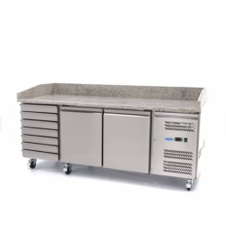 Masă frigorifică pentru pizza cu 2 uși și 7 sertare, inox 202 cm, Maxima - Img 7