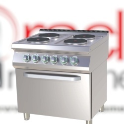 Mașină de gătit electrică, 4 plite rotunde cu cuptor GN 2/1 - Img 1